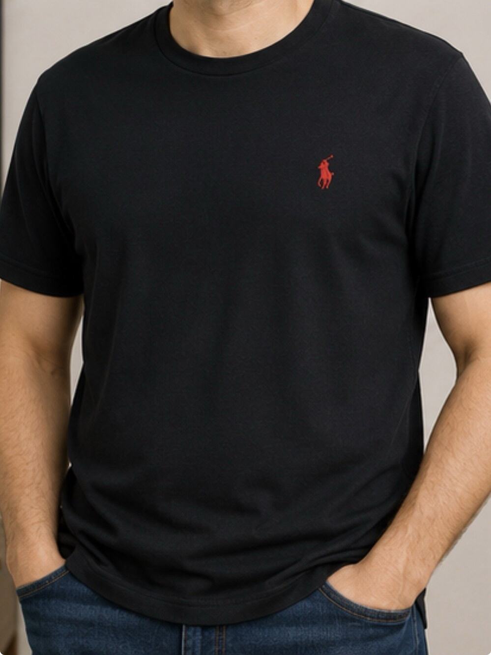 Polo Ralph Lauren Men’s XL Black T Shirt Red Pony Logo Short Sleeve Cotton